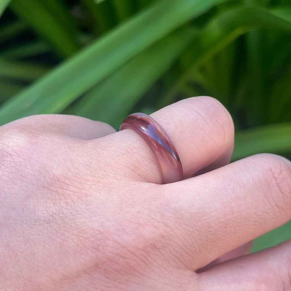 Size 6.5 burgundy color banded agate‎ band ring